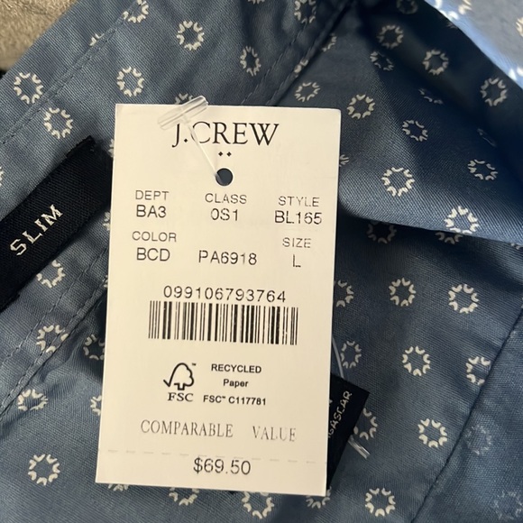 J.Crew men’s short sleeve shirt size L new - Picture 4 of 6